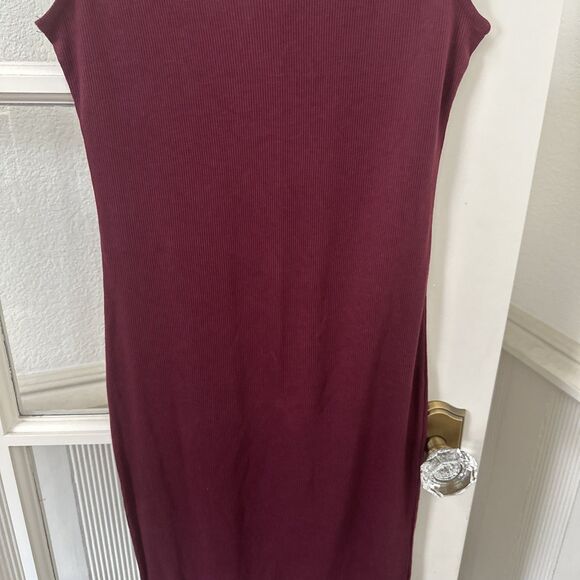 Burgundy Bodycon Dress Ribbed Tank Womens Large NWT - Picture 3 of 11